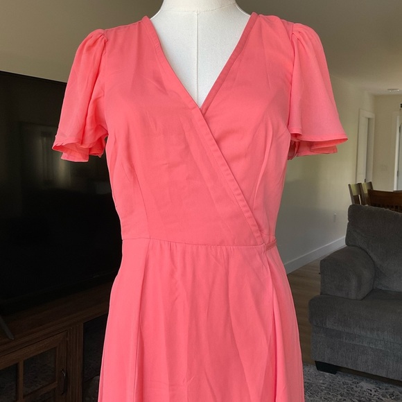 Abercrombie & Fitch Peach Wrap Midi Dress - Picture 4 of 10